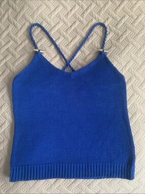 Lauren Ralph Lauren Cobalt Blue Knit Camisole with Braided Straps